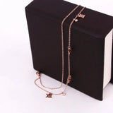 2-Layer Roman Numeral & 3 Zircon Anklet Stainless Steel Valentine Gift