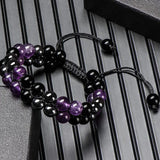 Natural Amethyst Bracelets Set, Adjustable 6-8mm Healing Stones