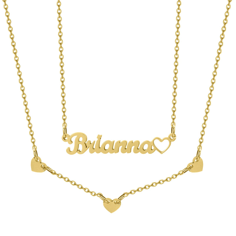 Double Layer Stainless Steel Collar Necklace Paperclip Chain Love Gift