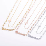 Double Layer Stainless Steel Collar Necklace Paperclip Chain Love Gift