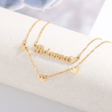 Double Layer Stainless Steel Collar Necklace Paperclip Chain Love Gift
