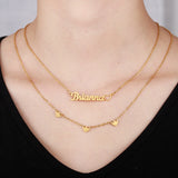 Double Layer Stainless Steel Collar Necklace Paperclip Chain Love Gift