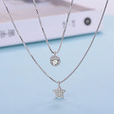Zirconia Star 925 Silver Necklace for Women Short Chain Choker Gift