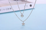 Zirconia Star 925 Silver Necklace for Women Short Chain Choker Gift