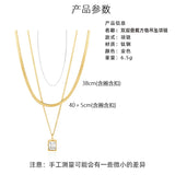 Double-layer Zirconium Pendant Necklace Steel Color Snake Chain