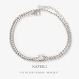 925 Sterling Silver Double Layer Bead Bracelet for Women