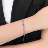 925 Sterling Silver Double Layer Bead Bracelet for Women