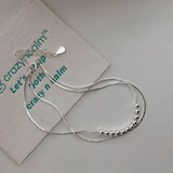 S925 Sterling Silver Snake Bone Chain Bead Bracelet