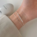 S925 Sterling Silver Snake Bone Chain Bead Bracelet
