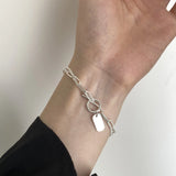 Double-layer square bracelet s925 perfect sterling silver OT buckle silver