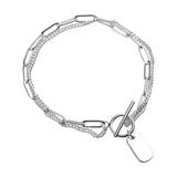 Double-layer square bracelet s925 perfect sterling silver OT buckle silver