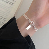 Double-layer square bracelet s925 perfect sterling silver OT buckle silver