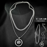 Double Layer Stainless Steel Necklaces, Punk Men's Titanium Sweater Chain
