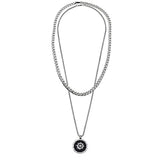 Double Layer Stainless Steel Necklaces, Punk Men's Titanium Sweater Chain