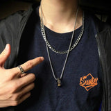 Double Layer Stainless Steel Necklaces, Punk Men's Titanium Sweater Chain