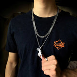 Double Layer Stainless Steel Necklaces, Punk Men's Titanium Sweater Chain