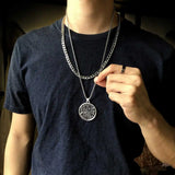 Double Layer Stainless Steel Necklaces, Punk Men's Titanium Sweater Chain