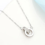 Double Loop Silver Pendant Necklace, Collarbone Chain Necklace