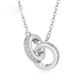 Double Loop Silver Pendant Necklace, Collarbone Chain Necklace