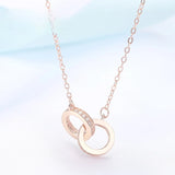 Double Loop Silver Pendant Necklace, Collarbone Chain Necklace