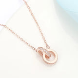 Double Loop Silver Pendant Necklace, Collarbone Chain Necklace
