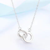 Double Loop Silver Pendant Necklace, Collarbone Chain Necklace