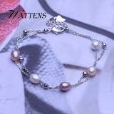 Double Freshwater Pearl Bracelet for Women Pink Purple Party Accessories