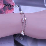 Double Freshwater Pearl Bracelet for Women Pink Purple Party Accessories