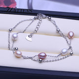 Double Freshwater Pearl Bracelet for Women Pink Purple Party Accessories