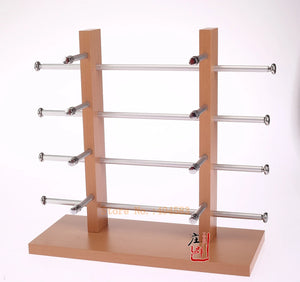 Wood Grain Sunglasses Display Stand - Double Row 8 Slot