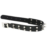 Double Row Rivet Spike Leather Collar Choker Necklace