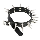 Double Row Rivet Spike Leather Collar Sexy Choker Necklace
