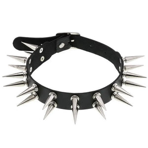 Double Row Rivet Spike Leather Collar Sexy Choker Necklace