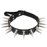 Double Row Rivet Spike Leather Collar Sexy Choker Necklace