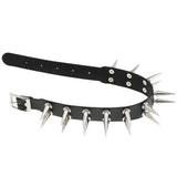 Double Row Rivet Spike Leather Collar Sexy Choker Necklace