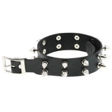 Double Row Rivet Spike Leather Collar Choker Necklace
