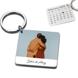 Personalized Date Calendar Keychain, Custom Photo Keyring with Names