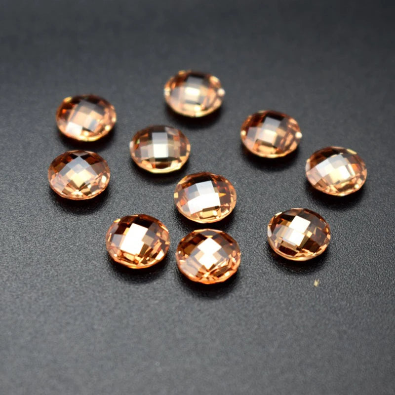 Double-sided Chessboard Round Double Faceted Cut Cubic Zirconia Loose Gemstone