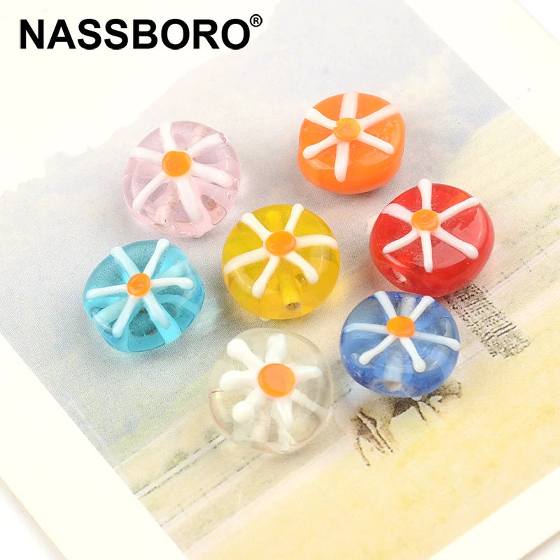 Engraving Flower Lampwork Glass Beads for Jewelry Making