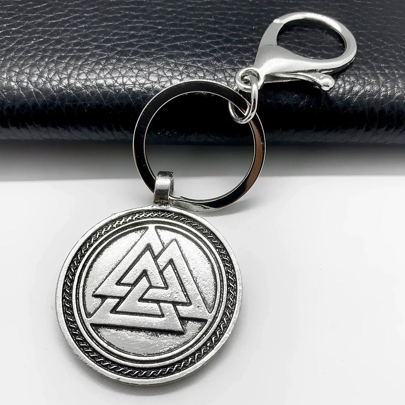 Viking Valknut Pendant Keychain - Double-Sided Engraving
