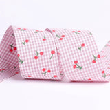 Double Sided Fine Grid Cherry Ribbon DIY Children's Bow Hair Ornament