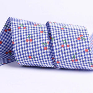 Double Sided Fine Grid Cherry Ribbon DIY Children's Bow Hair Ornament