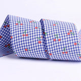 Double Sided Fine Grid Cherry Ribbon DIY Children's Bow Hair Ornament