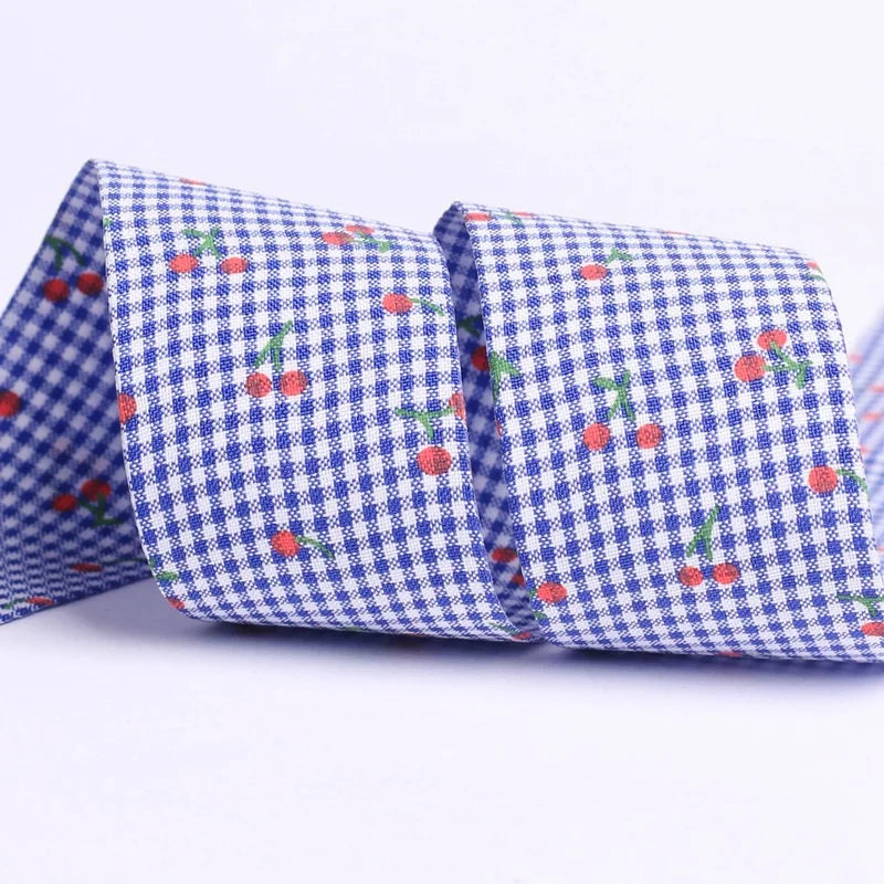 Double Sided Fine Grid Cherry Ribbon DIY Children's Bow Hair Ornament