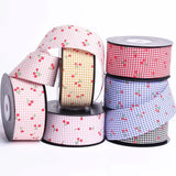 Double Sided Fine Grid Cherry Ribbon DIY Children's Bow Hair Ornament