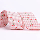 Double Sided Fine Grid Cherry Ribbon DIY Children's Bow Hair Ornament