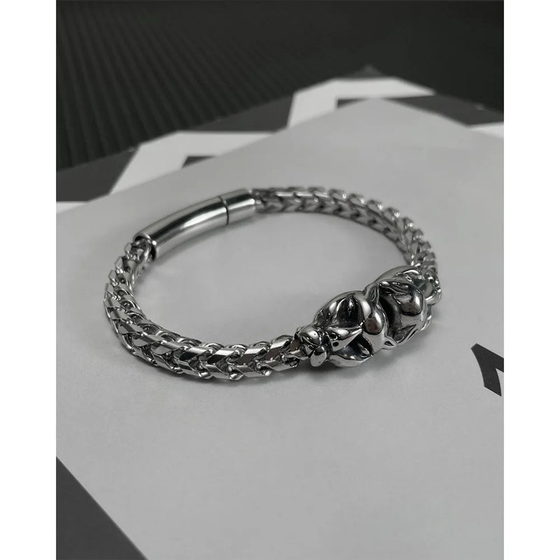 Tiger Head Chain Bracelet Stainless Steel Punk Men Jewelry
