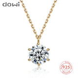 925 Silver 7mm Zircon Pendant Necklace Women's Jewelry Lab Diamond