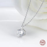 925 Silver 7mm Zircon Pendant Necklace Women's Jewelry Lab Diamond