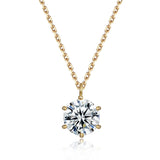 925 Silver 7mm Zircon Pendant Necklace Women's Jewelry Lab Diamond